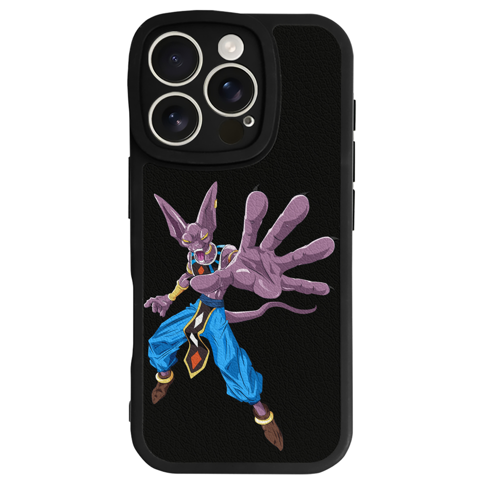 （画像用） ドラゴンボール ビルス 破壊神ビルス DRAGON BALL Beerus Birusu 【iPhone 16シリーズ対応】シリコンスマホケース（レザー調） 材質：シリコン